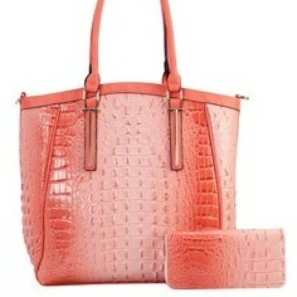 Pink Crocodile Embossed Tote